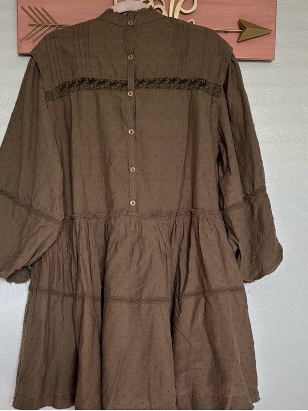 Pilcro Olive Textured Swiss Dot Swing Dress - Picture 7 of 8